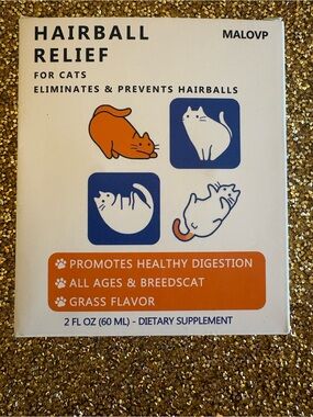 Malovp NWT Hairball Treatment Relief , Remedy for Cats - 2 packs, 60 ml